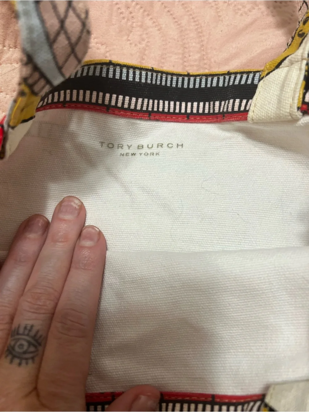 Tory Burch Constellation canvas Tote Bag Pink White Small